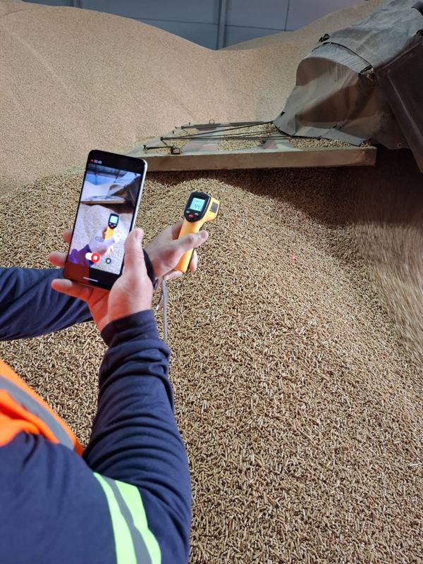 Inspector checking the pellet lot